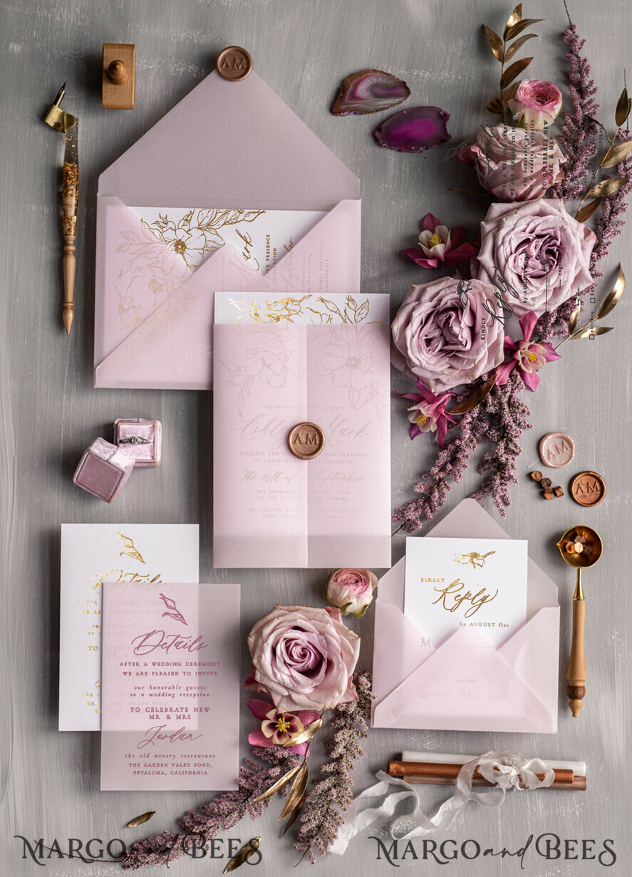 WEDDING INVITATIONS gold / rose gold / silver / glitter Bespoke Minimalistic Wedding Invitation Suite, Romantic Blush Pink Wedding Cards, Glamour Gold Foil Wedding Invitations, Luxury Wedding Stationery