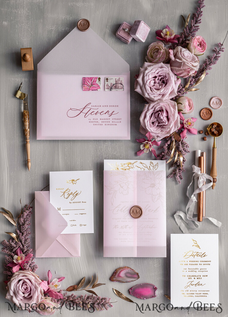 WEDDING INVITATIONS gold / rose gold / silver / glitter Bespoke Minimalistic Wedding Invitation Suite, Romantic Blush Pink Wedding Cards, Glamour Gold Foil Wedding Invitations, Luxury Wedding Stationery