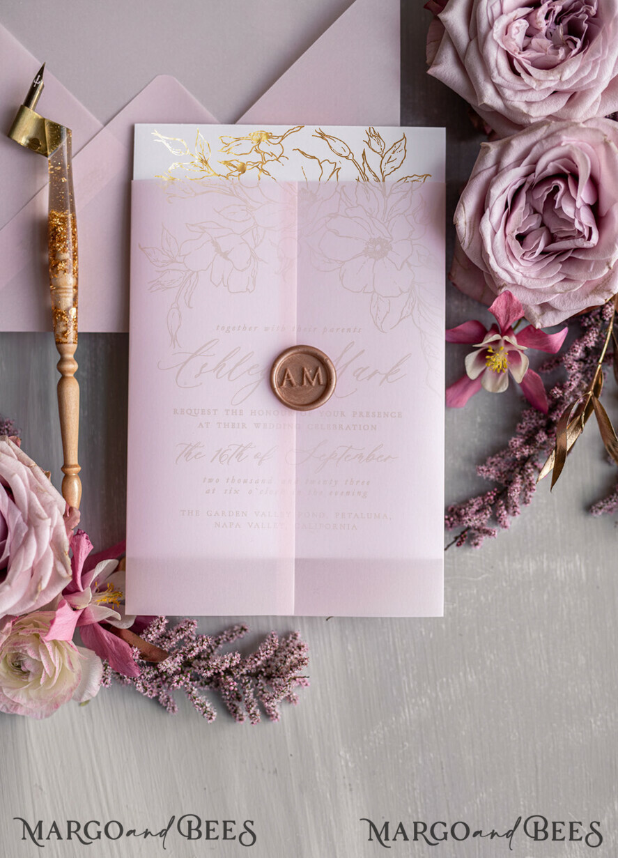 WEDDING INVITATIONS gold / rose gold / silver / glitter Bespoke Minimalistic Wedding Invitation Suite, Romantic Blush Pink Wedding Cards, Glamour Gold Foil Wedding Invitations, Luxury Wedding Stationery