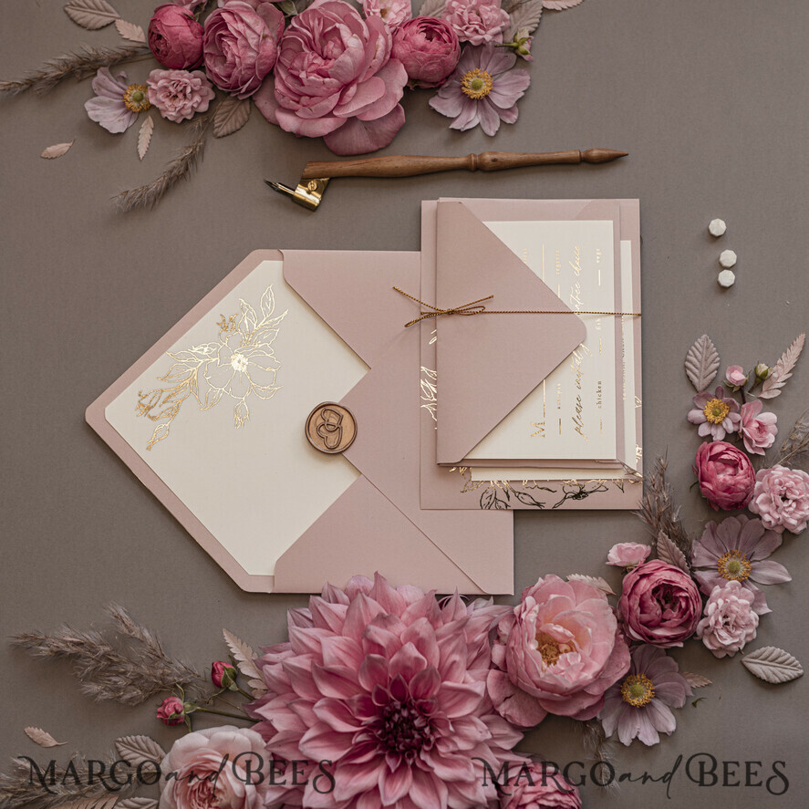WEDDING INVITATIONS gold / rose gold / silver / glitter Gold Shimmer Wedding Invites, Blush Pink Glitter Wedding Cards, Glamour Golden Wedding Invitation Suite, Romantic Affordable Wedding Stationery