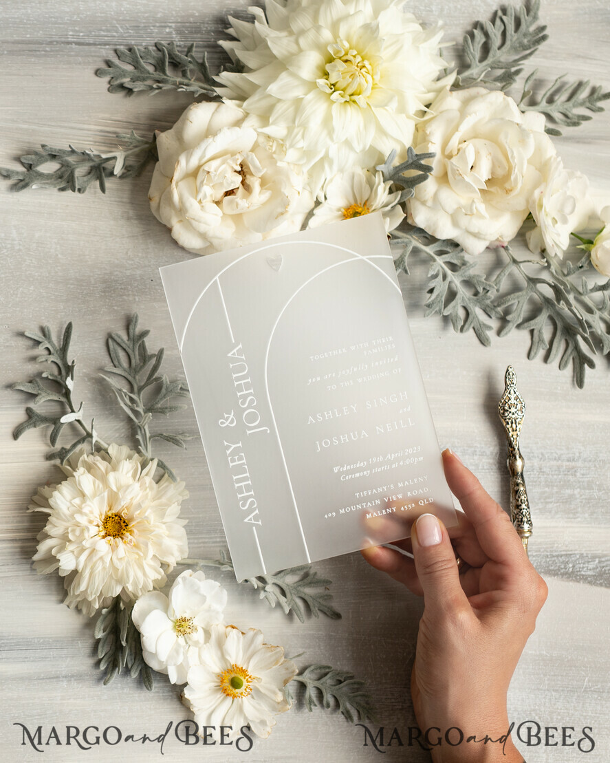 WEDDING INVITATIONS gold / rose gold / silver / glitter Acrylic Wedding invitation suite, Boho Glam Wedding Invitations, silver frozen Wedding Invitates, Elegant vellum Wedding Cards