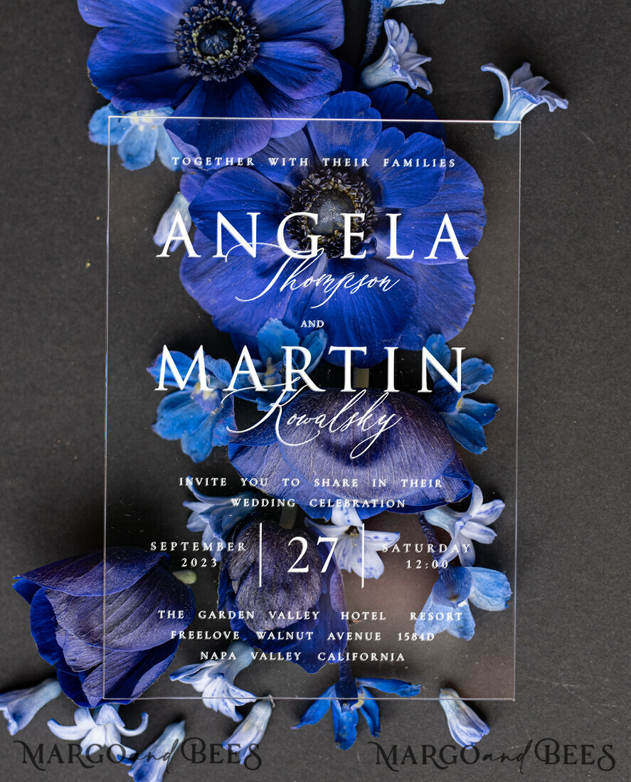 WEDDING INVITATIONS gold / rose gold / silver / glitter  Acrylic wedding invitations, Glamour  Ice Blue and Gold Wedding Invitations, Golden Wax Seal Wedding Invitation Suite, Luxury Wedding Cards Light Blue