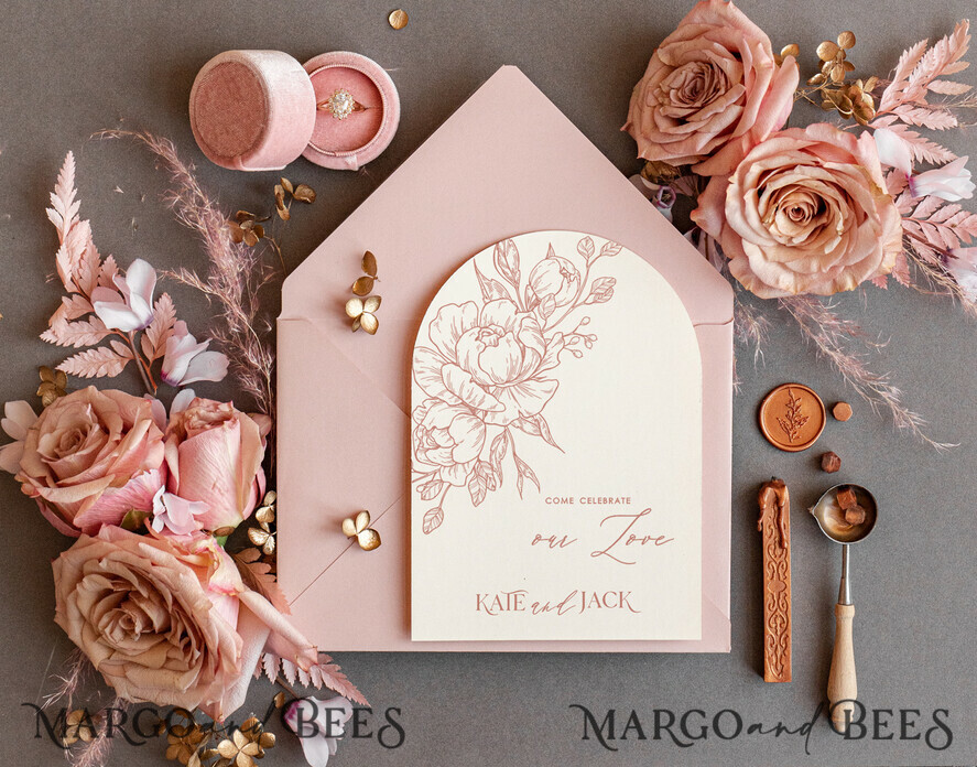 WEDDING INVITATIONS gold / rose gold / silver / glitter luxory Arch wedding invitation suite,  Glamour Wedding Invitations, gold and blush pink Wedding Invitations