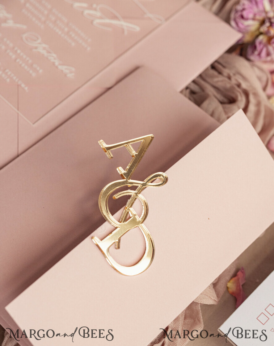 WEDDING INVITATIONS gold / rose gold / silver / glitter  Luxury Mirror gold Wedding Invitations, Elegant Blush Pink Wedding Cards, Glamour Acrylic  Wedding Invites, Clear Plexi Wedding Invitation Suite