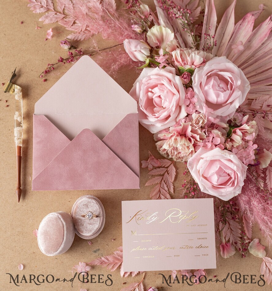 WEDDING INVITATIONS gold / rose gold / silver / glitter Luxury Velvet Wedding Invitations, Elegant Plexi Acrylic Wedding Invites, Glamour Blush Pink Wedding Cards, Golden Shine Wedding Invitation Suite