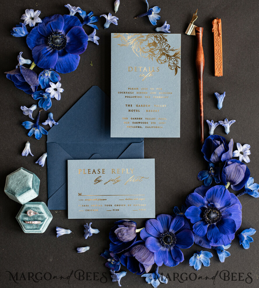 WEDDING INVITATIONS gold / rose gold / silver / glitter Bespoke Acrylic Ice blue wedding invitation, Glamour Velvet nave blue Wedding Invitations, Golden Shine Plexi Wedding Invitation Suite, Luxury Wedding Cards wax seal Copper