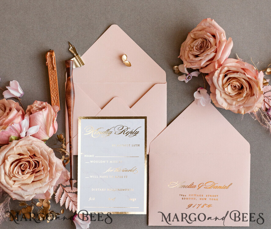 WEDDING INVITATIONS gold / rose gold / silver / glitter Personalised  Marble Wedding invitations, Luxury  Gold Foil Wedding Invitations, Blush Pink Marble Glamour Wedding Invitation Suite, Luxury  Wedding Cards blush Pink Marble