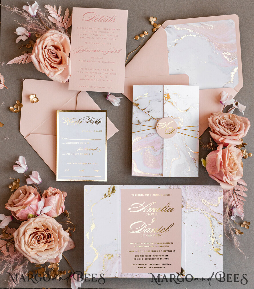 WEDDING INVITATIONS gold / rose gold / silver / glitter Personalised  Marble Wedding invitations, Luxury  Gold Foil Wedding Invitations, Blush Pink Marble Glamour Wedding Invitation Suite, Luxury  Wedding Cards blush Pink Marble
