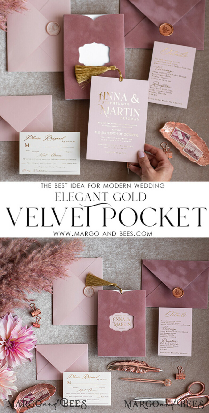 WEDDING INVITATIONS gold / rose gold / silver / glitter Glamour Pink Velvet Wedding Invitations, Luxury Golden Tassel Wedding Invitation Suite, Romantic Blush Pink Arabic Wedding Cards, Elegant Golden Shine Wedding Invites