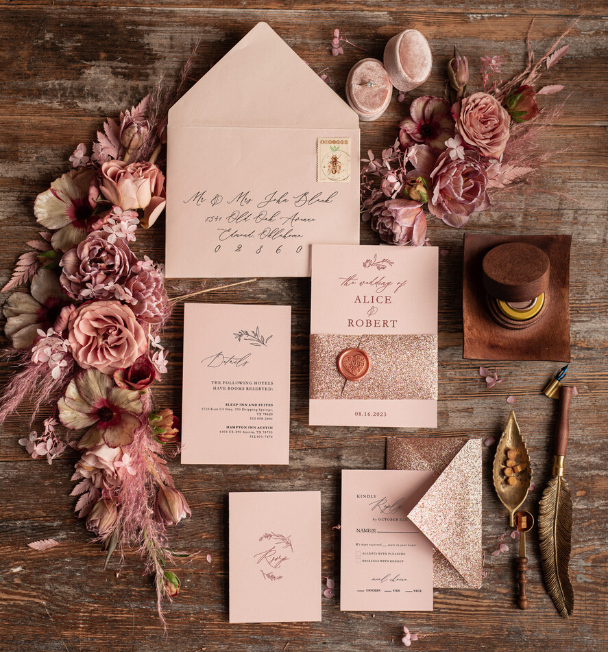 WEDDING INVITATIONS gold / rose gold / silver / glitter Rose Gold Wedding invitations UK, Luxury Glitter Wedding Invitations • Glamour Wedding Invitation Suite • Bluh Pink  Luxury  Wedding Cards
