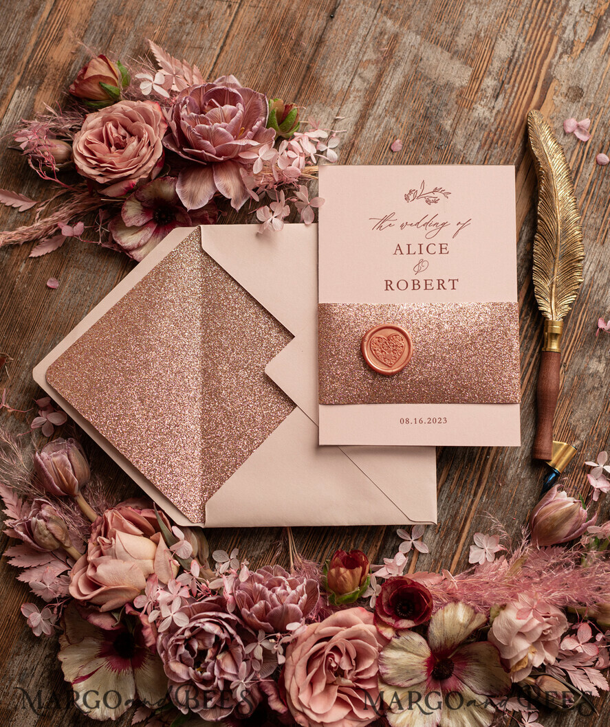WEDDING INVITATIONS gold / rose gold / silver / glitter Rose Gold Wedding invitations UK, Luxury Glitter Wedding Invitations • Glamour Wedding Invitation Suite • Bluh Pink  Luxury  Wedding Cards