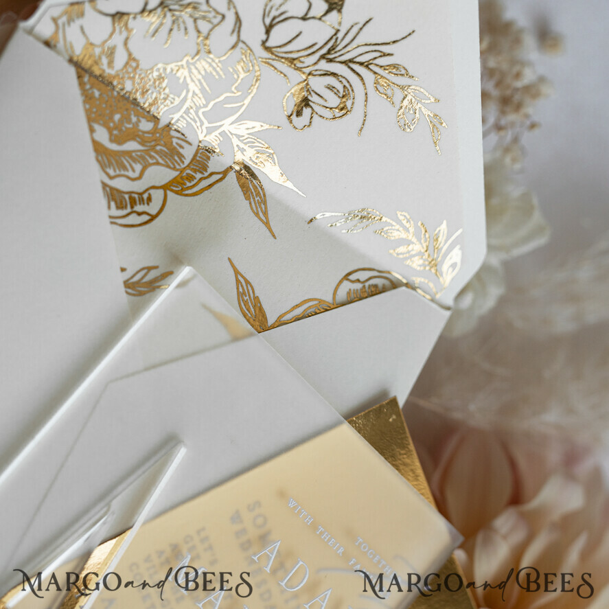 WEDDING INVITATIONS gold / rose gold / silver / glitter Acrylic Frozen Wedding invitation suite, Boho Glam Wedding Invitations, Golden Shine Wedding Invitates, Elegant Gold Wedding Cards