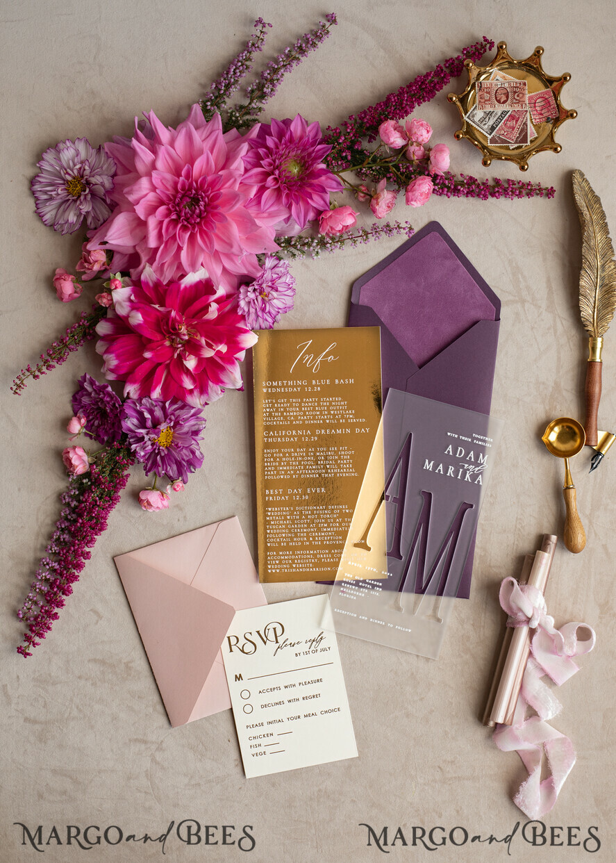 WEDDING INVITATIONS gold / rose gold / silver / glitter Acrylic Frozen Wedding invitation suite, Boho Glam Wedding Invitations, Golden Shine Wedding Invitates, Elegant Gold Wedding Cards