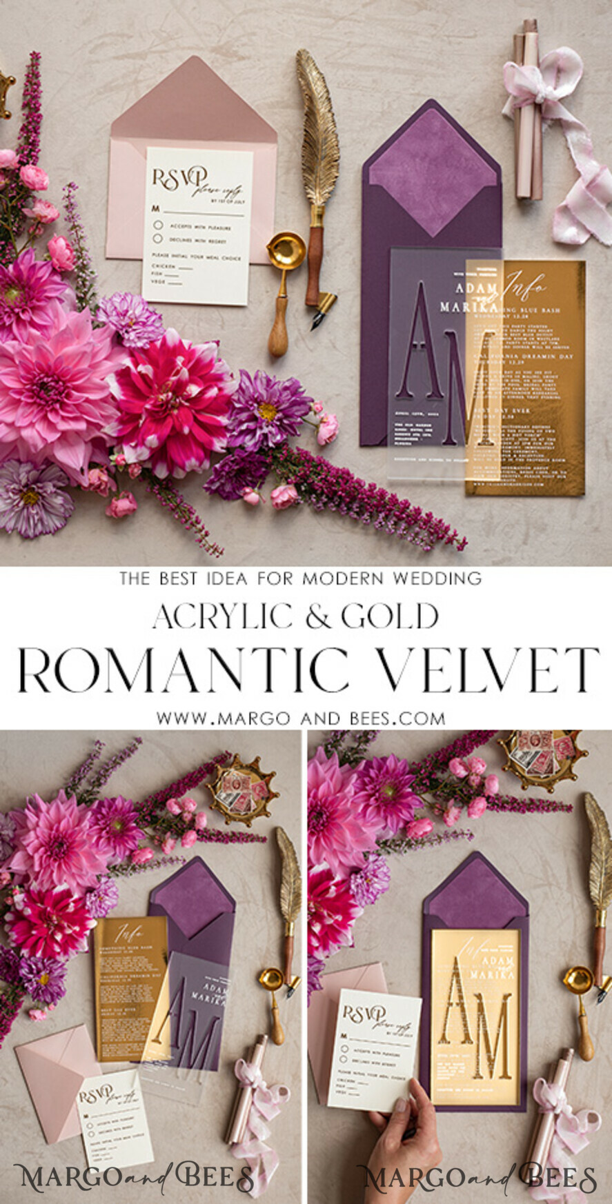 WEDDING INVITATIONS gold / rose gold / silver / glitter Acrylic Frozen Wedding invitation suite, Boho Glam Wedding Invitations, Golden Shine Wedding Invitates, Elegant Gold Wedding Cards