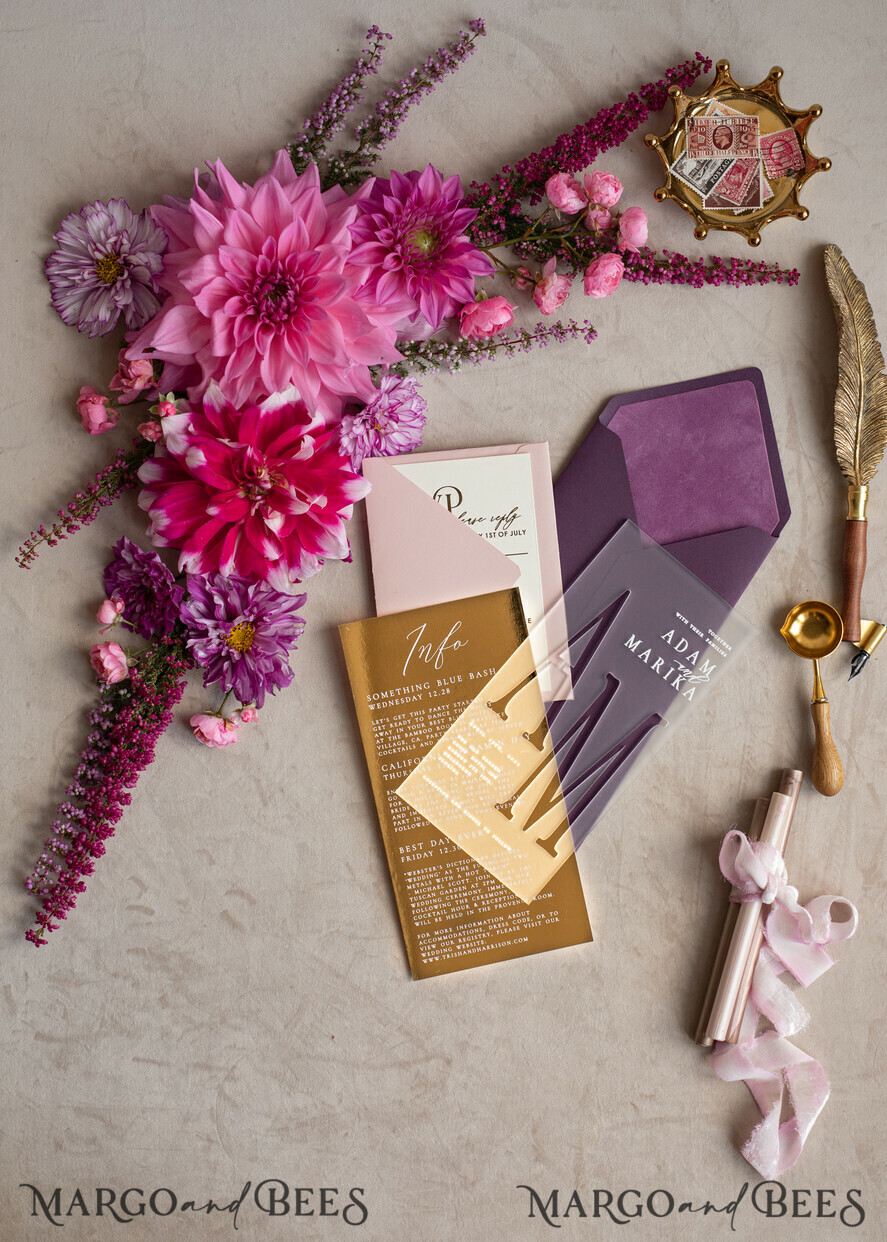 WEDDING INVITATIONS gold / rose gold / silver / glitter Acrylic Frozen Wedding invitation suite, Boho Glam Wedding Invitations, Golden Shine Wedding Invitates, Elegant Gold Wedding Cards