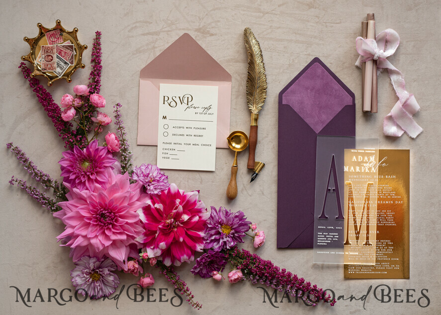 WEDDING INVITATIONS gold / rose gold / silver / glitter Acrylic Frozen Wedding invitation suite, Boho Glam Wedding Invitations, Golden Shine Wedding Invitates, Elegant Gold Wedding Cards