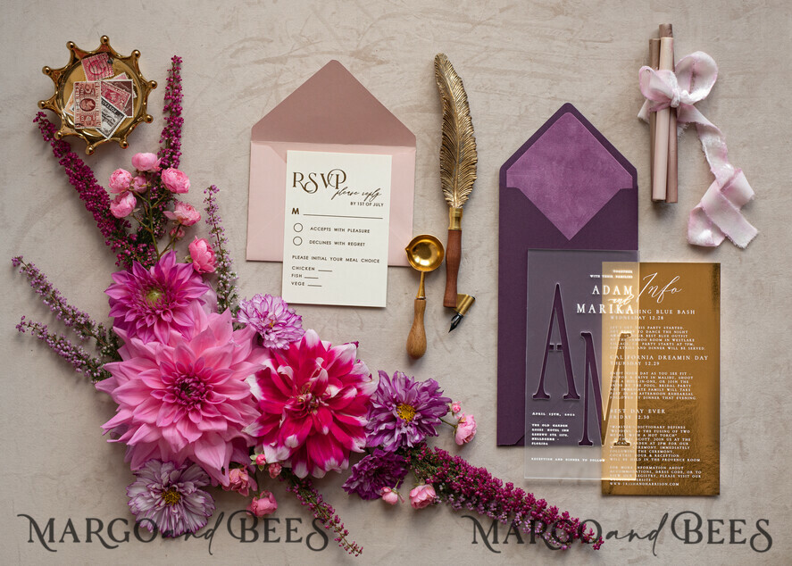WEDDING INVITATIONS gold / rose gold / silver / glitter Acrylic Frozen Wedding invitation suite, Boho Glam Wedding Invitations, Golden Shine Wedding Invitates, Elegant Gold Wedding Cards