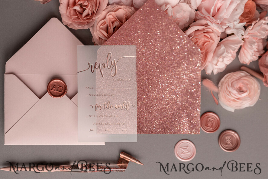 Royal Style Rose Gold Wedding Invitations