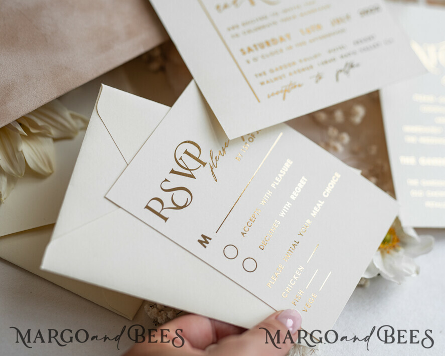 WEDDING INVITATIONS gold / rose gold / silver / glitter Custom Wedding invitations  velvet crem pocket, Elegant gold tassel Wedding Invitations, Gold Wedding Invitation Suite,  Luxury wedding Cards