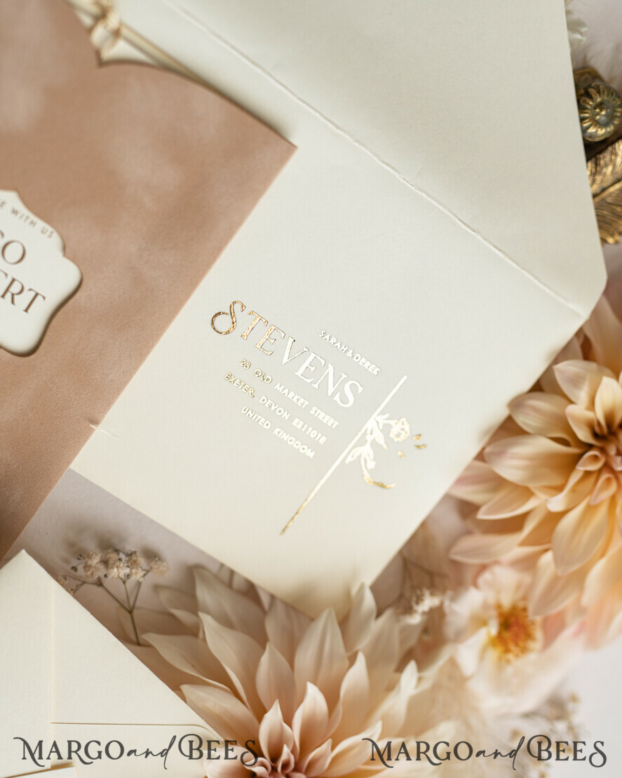 WEDDING INVITATIONS gold / rose gold / silver / glitter Custom Wedding invitations  velvet crem pocket, Elegant gold tassel Wedding Invitations, Gold Wedding Invitation Suite,  Luxury wedding Cards
