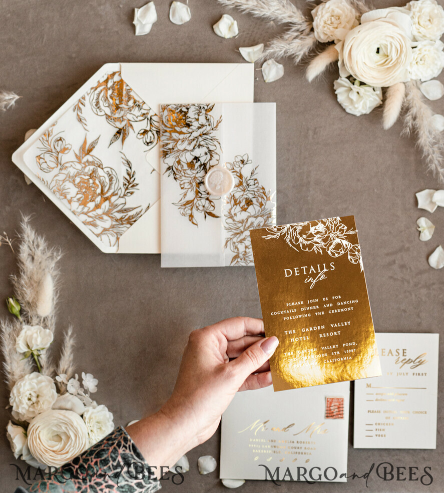WEDDING INVITATIONS gold / rose gold / silver / glitter Acrylic Wedding invitations suite, Glamour Wedding Invitations, Golden Shine Wedding Invitation Suite, Luxury Gold Wedding Cards