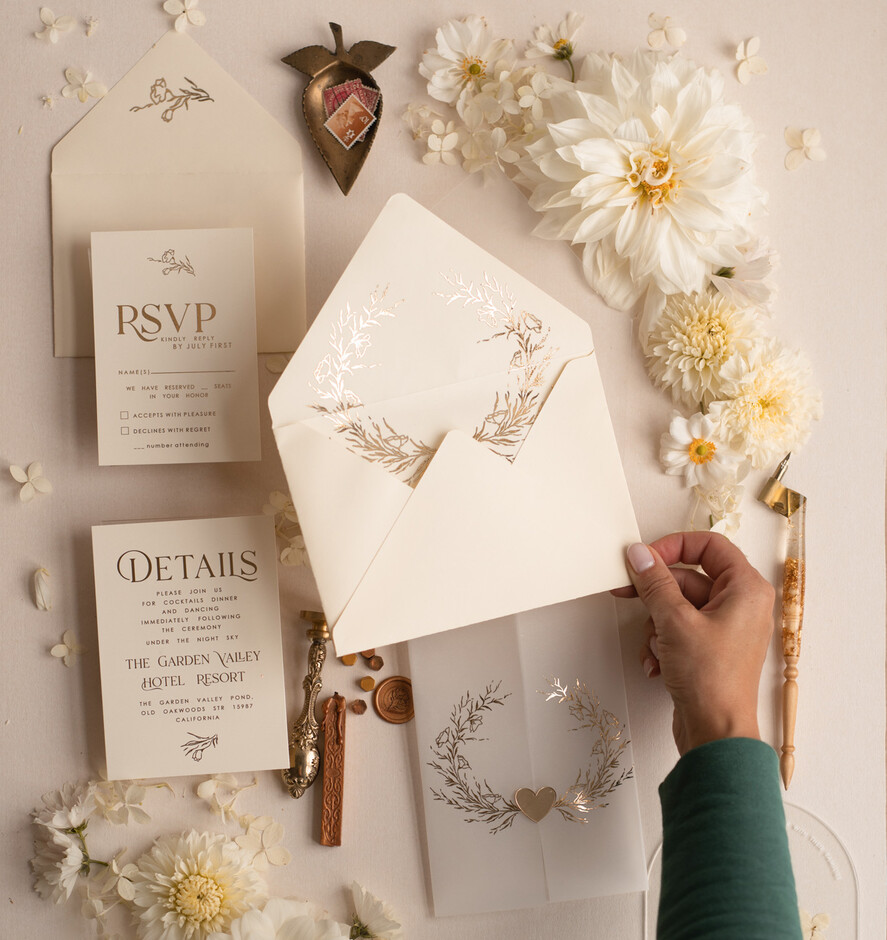 WEDDING INVITATIONS gold / rose gold / silver / glitter Arch Acrylic Wedding invitation suite, Boho Glam Wedding Invitations, Golden Shine Wedding Invitates, Elegant Gold Wedding Cards