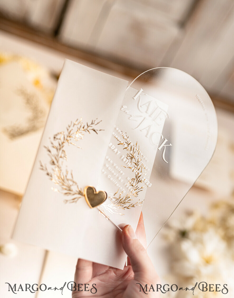 WEDDING INVITATIONS gold / rose gold / silver / glitter Arch Acrylic Wedding invitation suite, Boho Glam Wedding Invitations, Golden Shine Wedding Invitates, Elegant Gold Wedding Cards