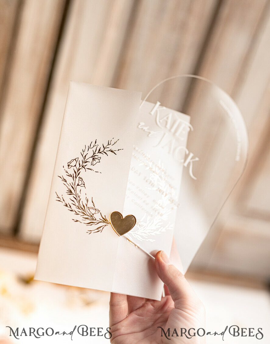 WEDDING INVITATIONS gold / rose gold / silver / glitter Arch Acrylic Wedding invitation suite, Boho Glam Wedding Invitations, Golden Shine Wedding Invitates, Elegant Gold Wedding Cards