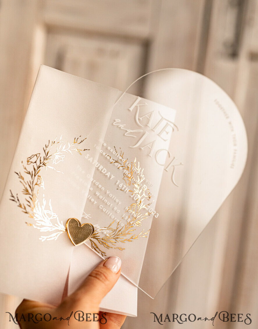 WEDDING INVITATIONS gold / rose gold / silver / glitter Arch Acrylic Wedding invitation suite, Boho Glam Wedding Invitations, Golden Shine Wedding Invitates, Elegant Gold Wedding Cards