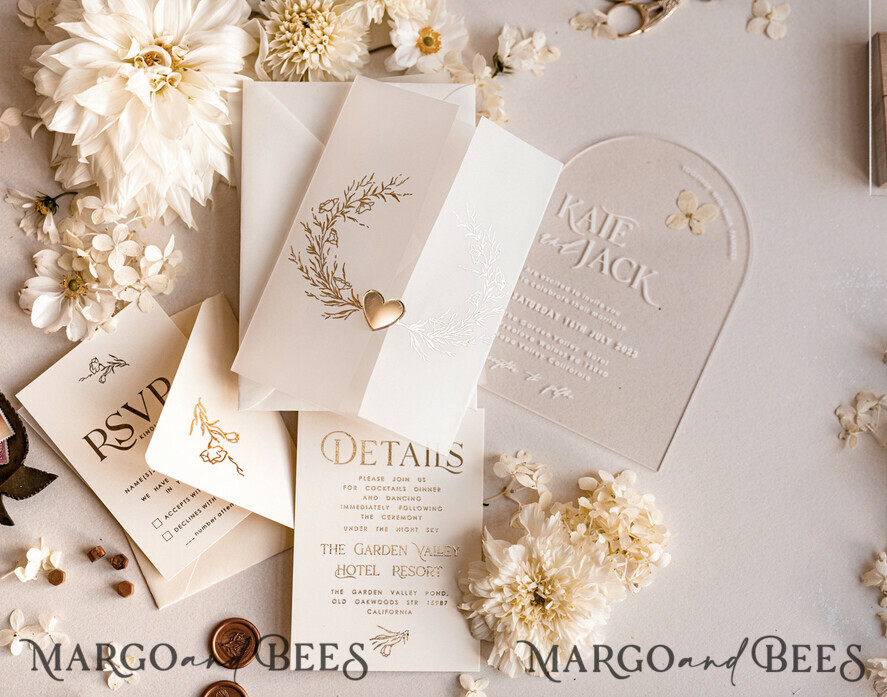 WEDDING INVITATIONS gold / rose gold / silver / glitter Arch Acrylic Wedding invitation suite, Boho Glam Wedding Invitations, Golden Shine Wedding Invitates, Elegant Gold Wedding Cards