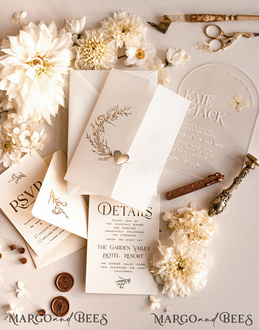 WEDDING INVITATIONS gold / rose gold / silver / glitter Arch Acrylic Wedding invitation suite, Boho Glam Wedding Invitations, Golden Shine Wedding Invitates, Elegant Gold Wedding Cards