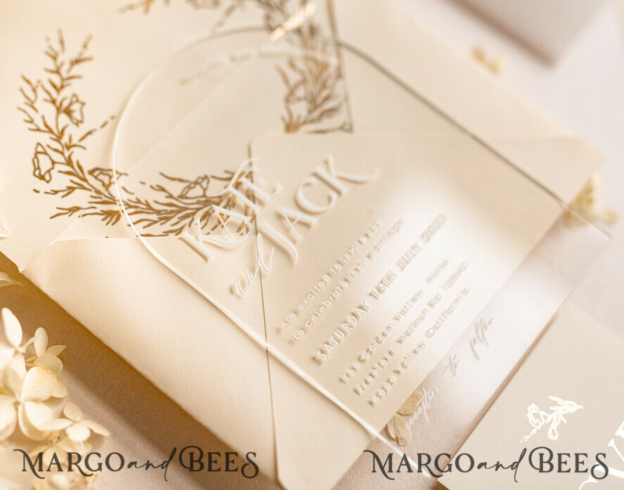 WEDDING INVITATIONS gold / rose gold / silver / glitter Arch Acrylic Wedding invitation suite, Boho Glam Wedding Invitations, Golden Shine Wedding Invitates, Elegant Gold Wedding Cards