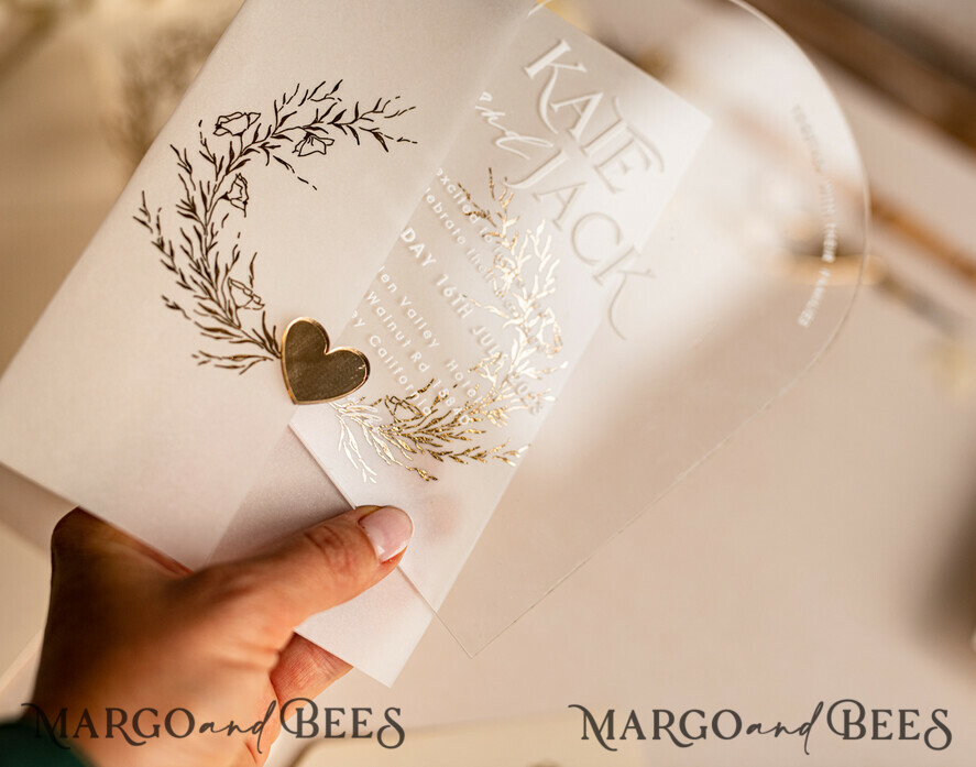 WEDDING INVITATIONS gold / rose gold / silver / glitter Arch Acrylic Wedding invitation suite, Boho Glam Wedding Invitations, Golden Shine Wedding Invitates, Elegant Gold Wedding Cards