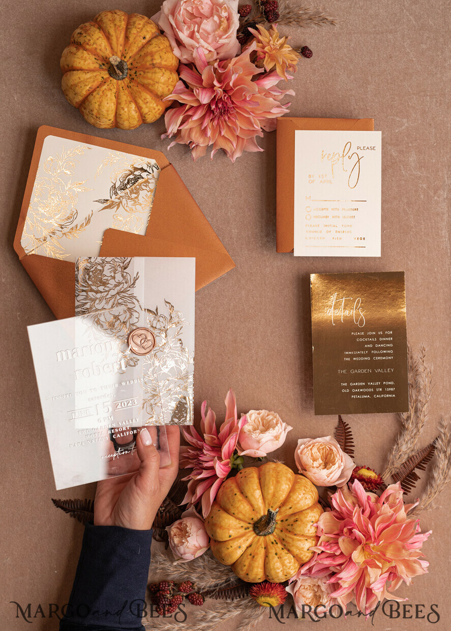 WEDDING INVITATIONS gold / rose gold / silver / glitter Acrylic Wedding invitation suite, Boho Glam Wedding Invitations, Golden Shine Wedding Invitates, Elegant Gold Wedding Cards