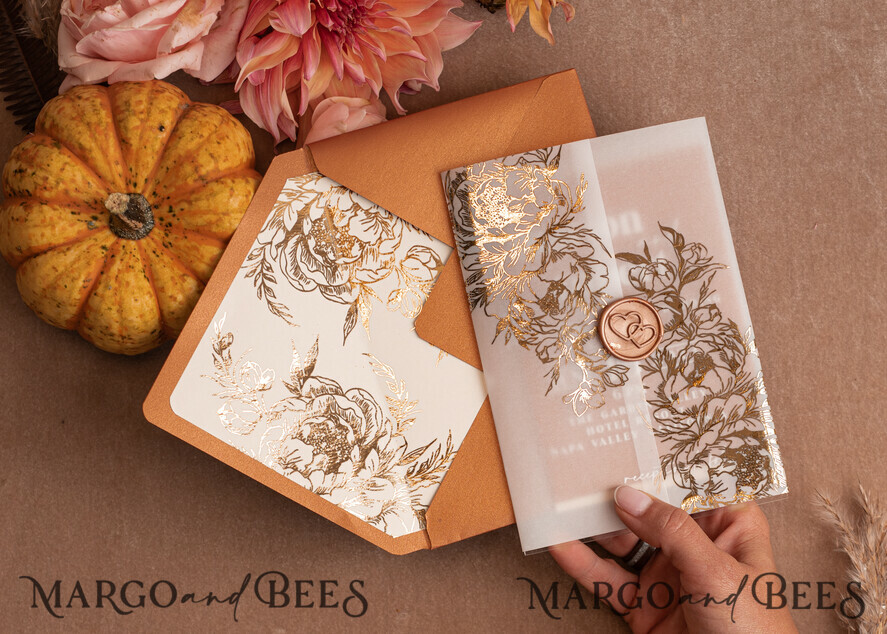 WEDDING INVITATIONS gold / rose gold / silver / glitter Acrylic Wedding invitation suite, Boho Glam Wedding Invitations, Golden Shine Wedding Invitates, Elegant Gold Wedding Cards