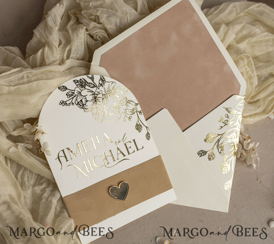 WEDDING INVITATIONS gold / rose gold / silver / glitter Arch Gold Ivory Gold wedding invitation suite, Ecru Floral Wedding Invites, Glamour Wedding Invitations, Elegant Wedding Set