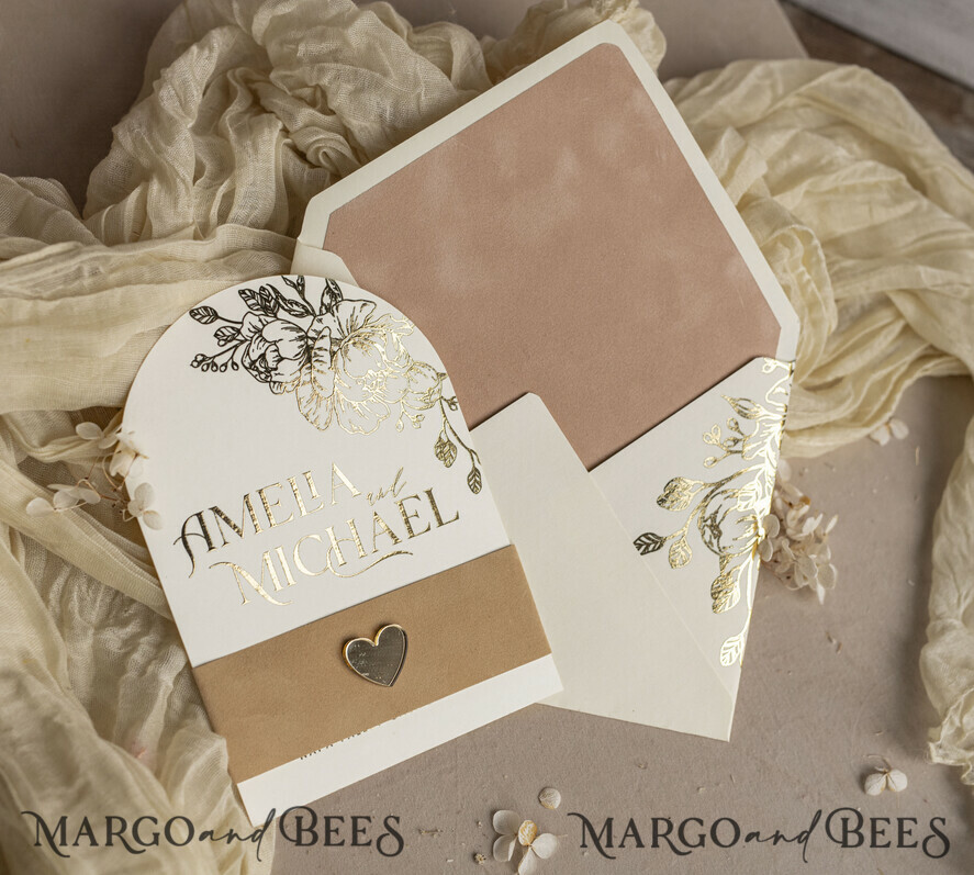 WEDDING INVITATIONS gold / rose gold / silver / glitter Arch Gold Ivory Gold wedding invitation suite, Ecru Floral Wedding Invites, Glamour Wedding Invitations, Elegant Wedding Set