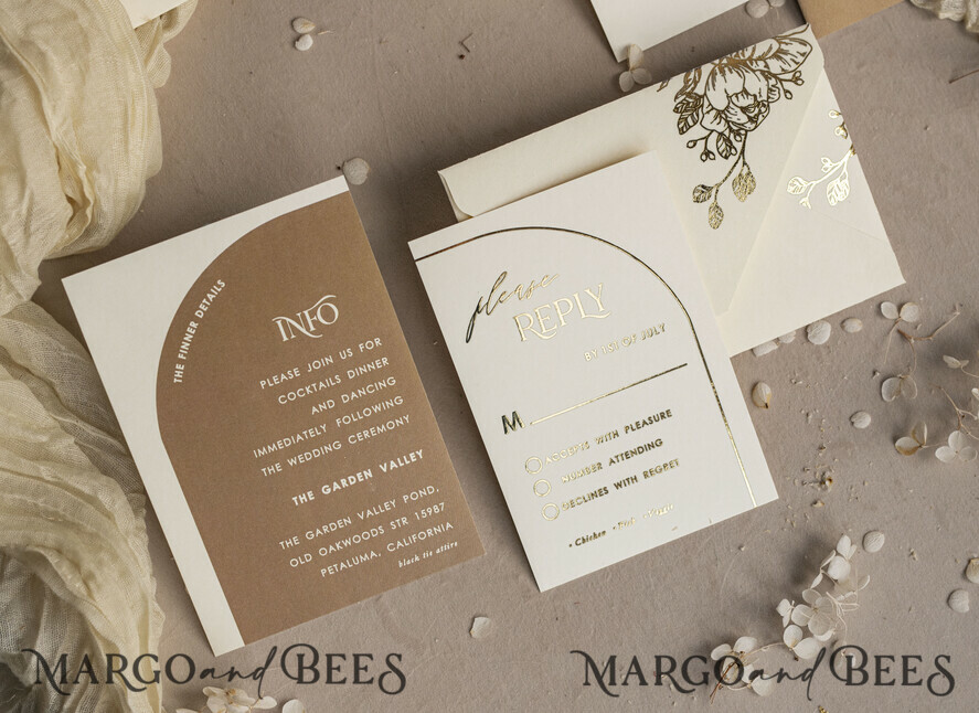 WEDDING INVITATIONS gold / rose gold / silver / glitter Arch Gold Ivory Gold wedding invitation suite, Ecru Floral Wedding Invites, Glamour Wedding Invitations, Elegant Wedding Set