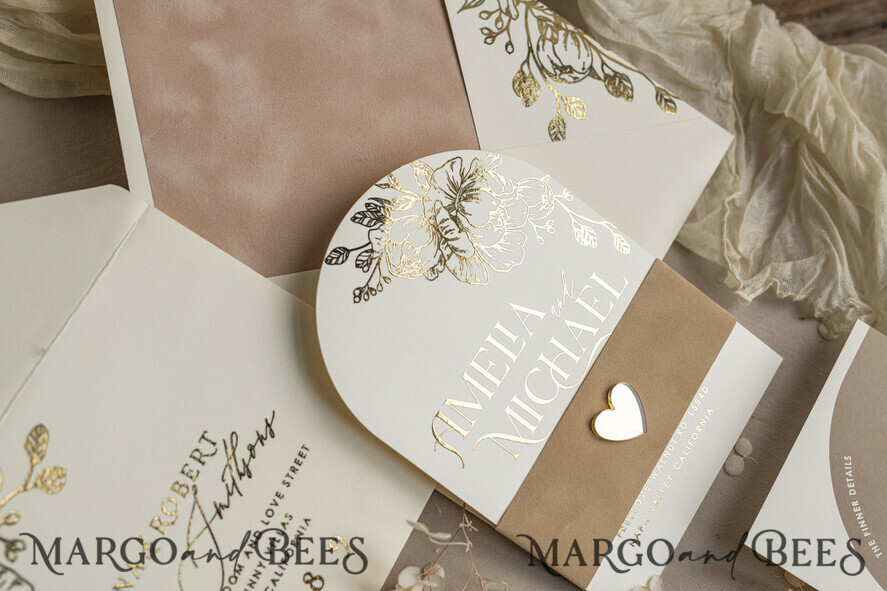 WEDDING INVITATIONS gold / rose gold / silver / glitter Arch Gold Ivory Gold wedding invitation suite, Ecru Floral Wedding Invites, Glamour Wedding Invitations, Elegant Wedding Set