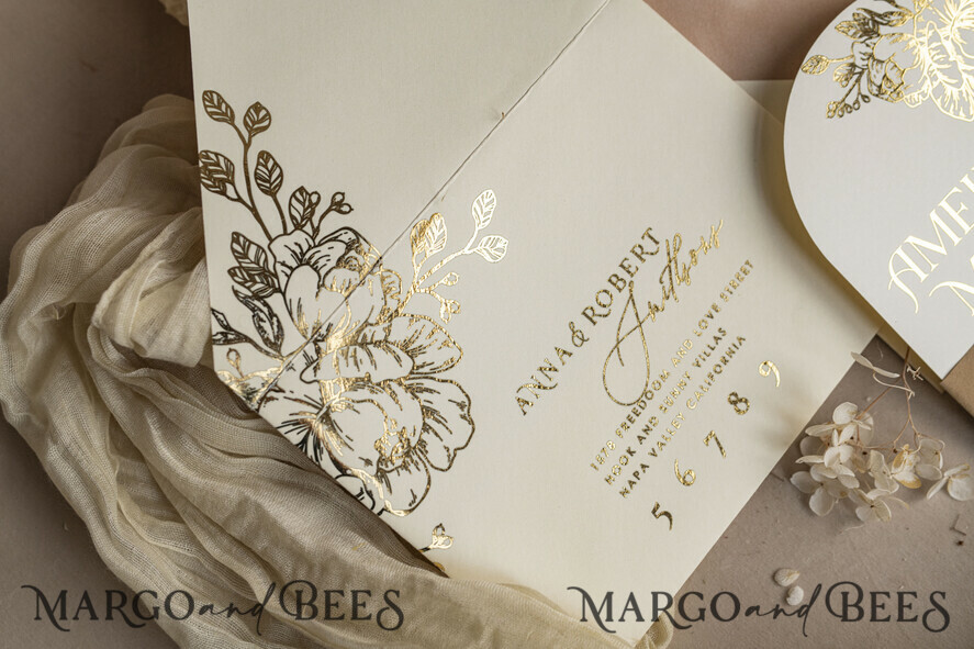 WEDDING INVITATIONS gold / rose gold / silver / glitter Arch Gold Ivory Gold wedding invitation suite, Ecru Floral Wedding Invites, Glamour Wedding Invitations, Elegant Wedding Set
