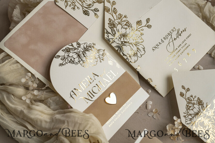 WEDDING INVITATIONS gold / rose gold / silver / glitter Arch Gold Ivory Gold wedding invitation suite, Ecru Floral Wedding Invites, Glamour Wedding Invitations, Elegant Wedding Set