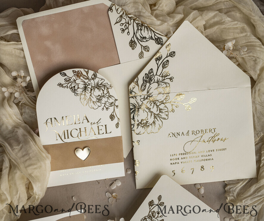 WEDDING INVITATIONS gold / rose gold / silver / glitter Arch Gold Ivory Gold wedding invitation suite, Ecru Floral Wedding Invites, Glamour Wedding Invitations, Elegant Wedding Set