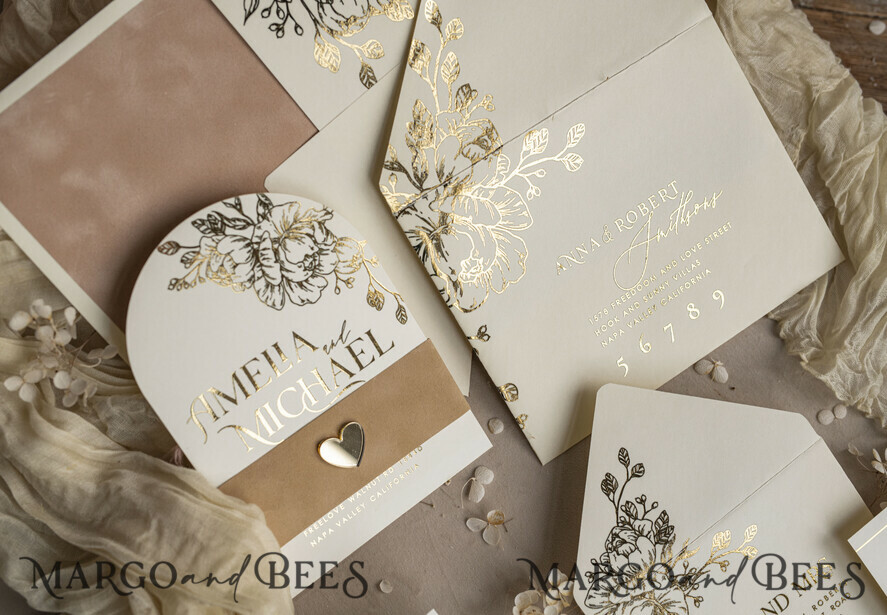 WEDDING INVITATIONS gold / rose gold / silver / glitter Arch Gold Ivory Gold wedding invitation suite, Ecru Floral Wedding Invites, Glamour Wedding Invitations, Elegant Wedding Set