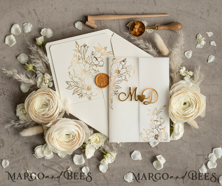 Luxury Unique Monogram Gold Printing Bracket Shape Acrylic Wedding