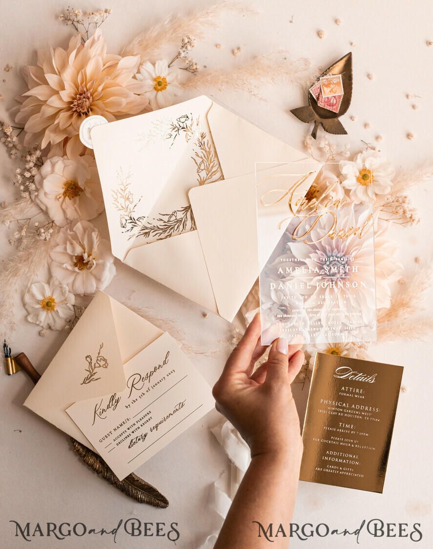 WEDDING INVITATIONS gold / rose gold / silver / glitter Acrylic Wedding invitations suite, Glamour Wedding Invitations, Golden Shine Wedding Invitation Suite, Luxury Gold Wedding Cards