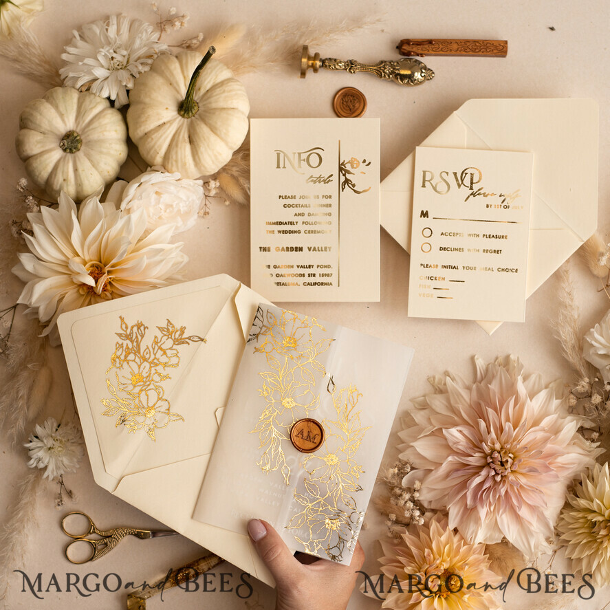 WEDDING INVITATIONS gold / rose gold / silver / glitter Acrylic Wedding invitation suite, Boho Glam Wedding Invitations, Golden Shine Wedding Invitates, Elegant Gold Wedding Cards