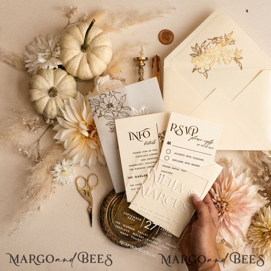 WEDDING INVITATIONS gold / rose gold / silver / glitter Acrylic Wedding invitation suite, Boho Glam Wedding Invitations, Golden Shine Wedding Invitates, Elegant Gold Wedding Cards