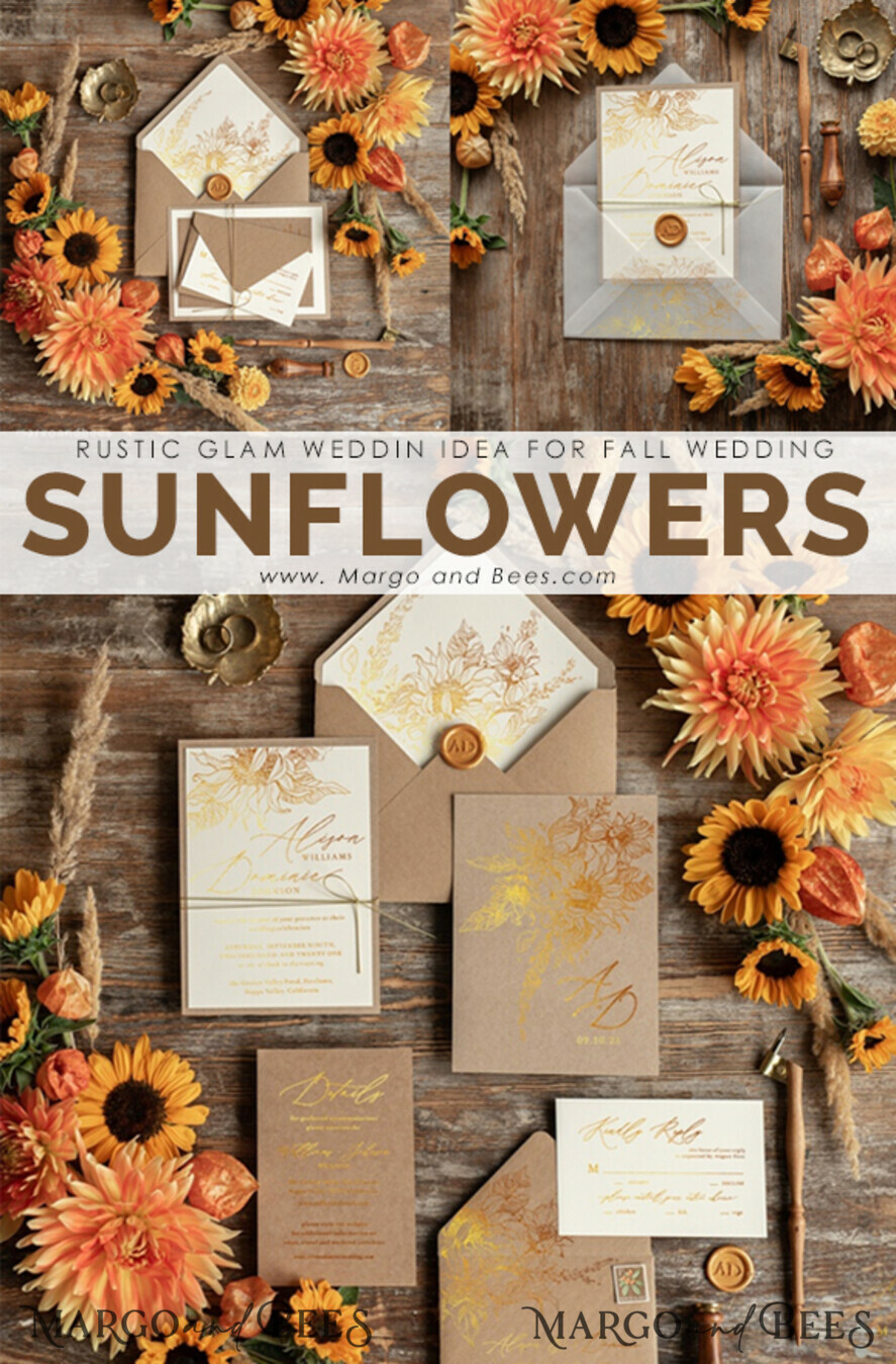 Rustic Sunflowers Vintage Personalised Wedding Order Of The Day Cards & Signs