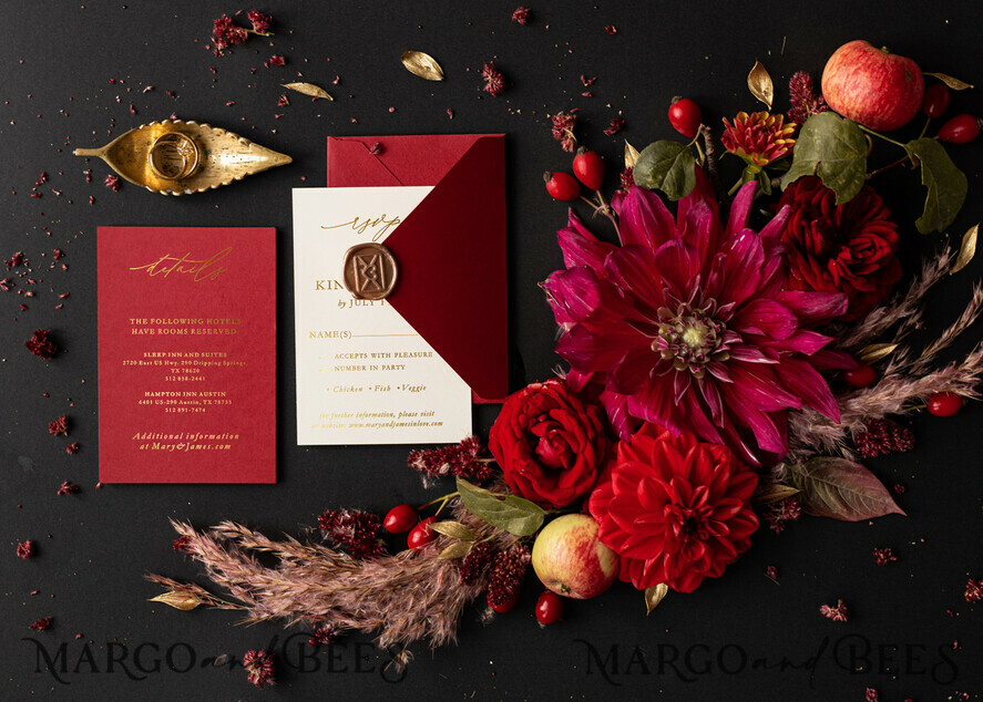 WEDDING INVITATIONS gold / rose gold / silver / glitter Luxury wedding invitations, Elegant Indian Wedding Invitation Suite • Gold Burgundy Wedding Invitation Suite • Luxury  Maroon wedding Cards