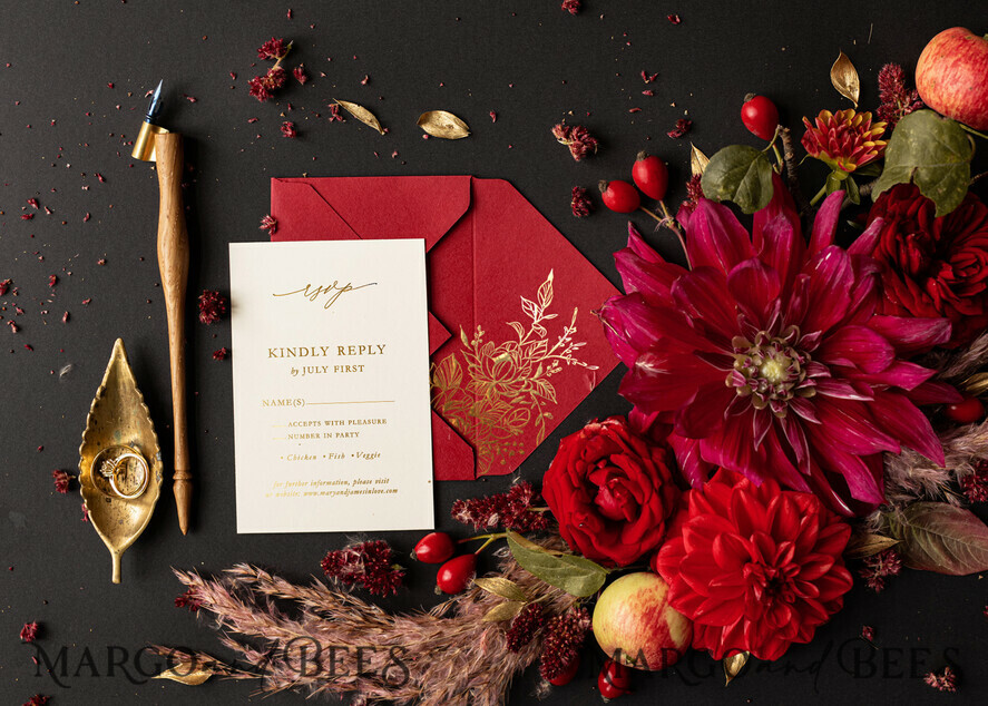 WEDDING INVITATIONS gold / rose gold / silver / glitter Luxury wedding invitations, Elegant Indian Wedding Invitation Suite • Gold Burgundy Wedding Invitation Suite • Luxury  Maroon wedding Cards